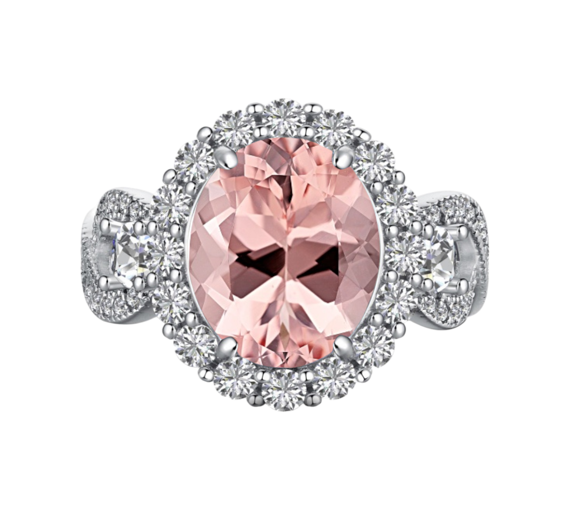 *PRE-ORDER - 925 Sterling SIlver Infinity Oval Cut Morganite CZ Ring