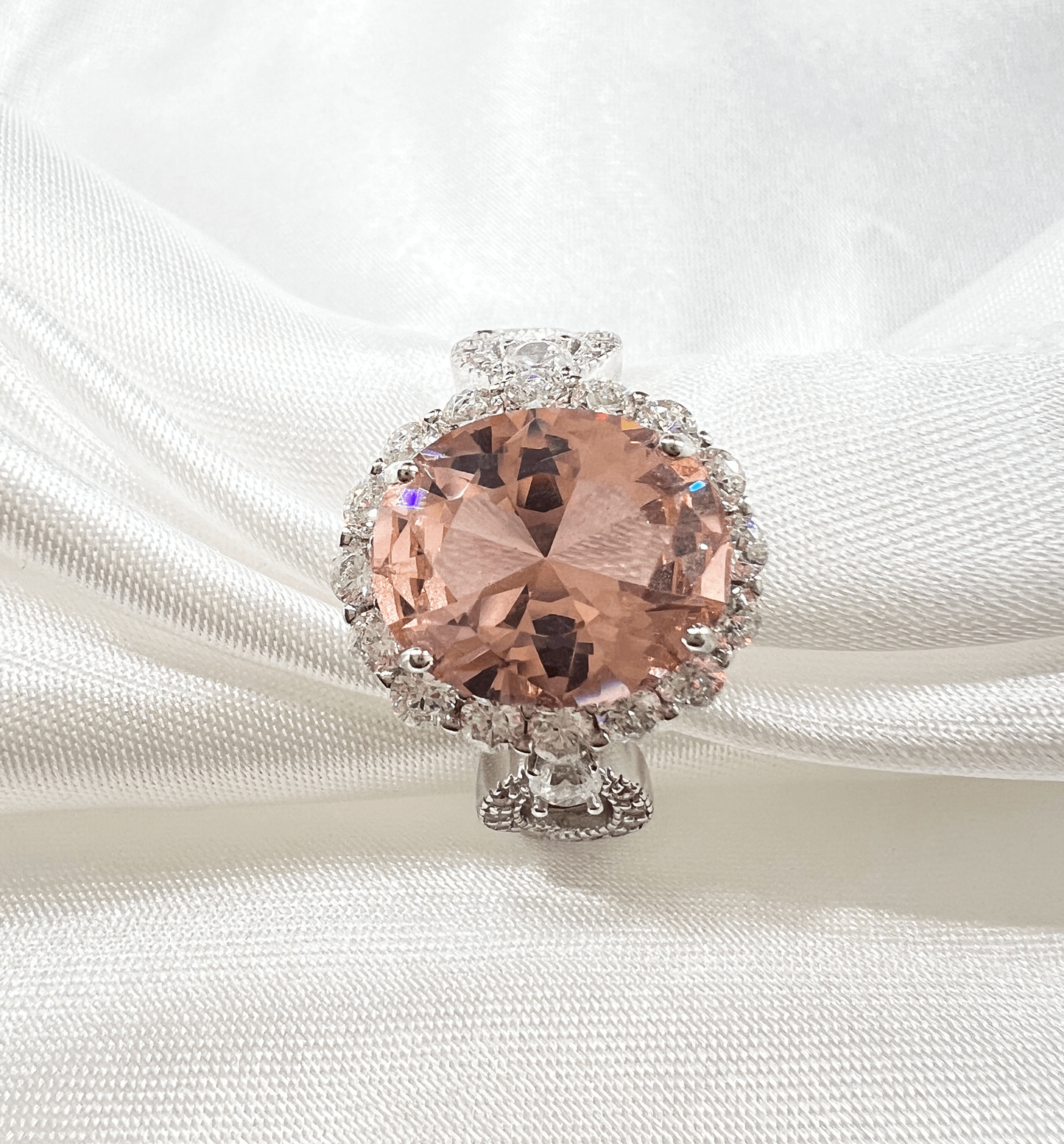 *PRE-ORDER - 925 Sterling SIlver Infinity Oval Cut Morganite CZ Ring