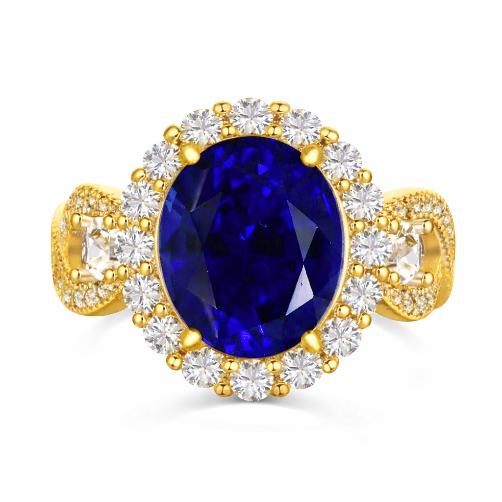 *PRE-ORDER - 925 Sterling Silver Infinity Oval Cut Sapphire Blue CZ Ring (Choose your plating)