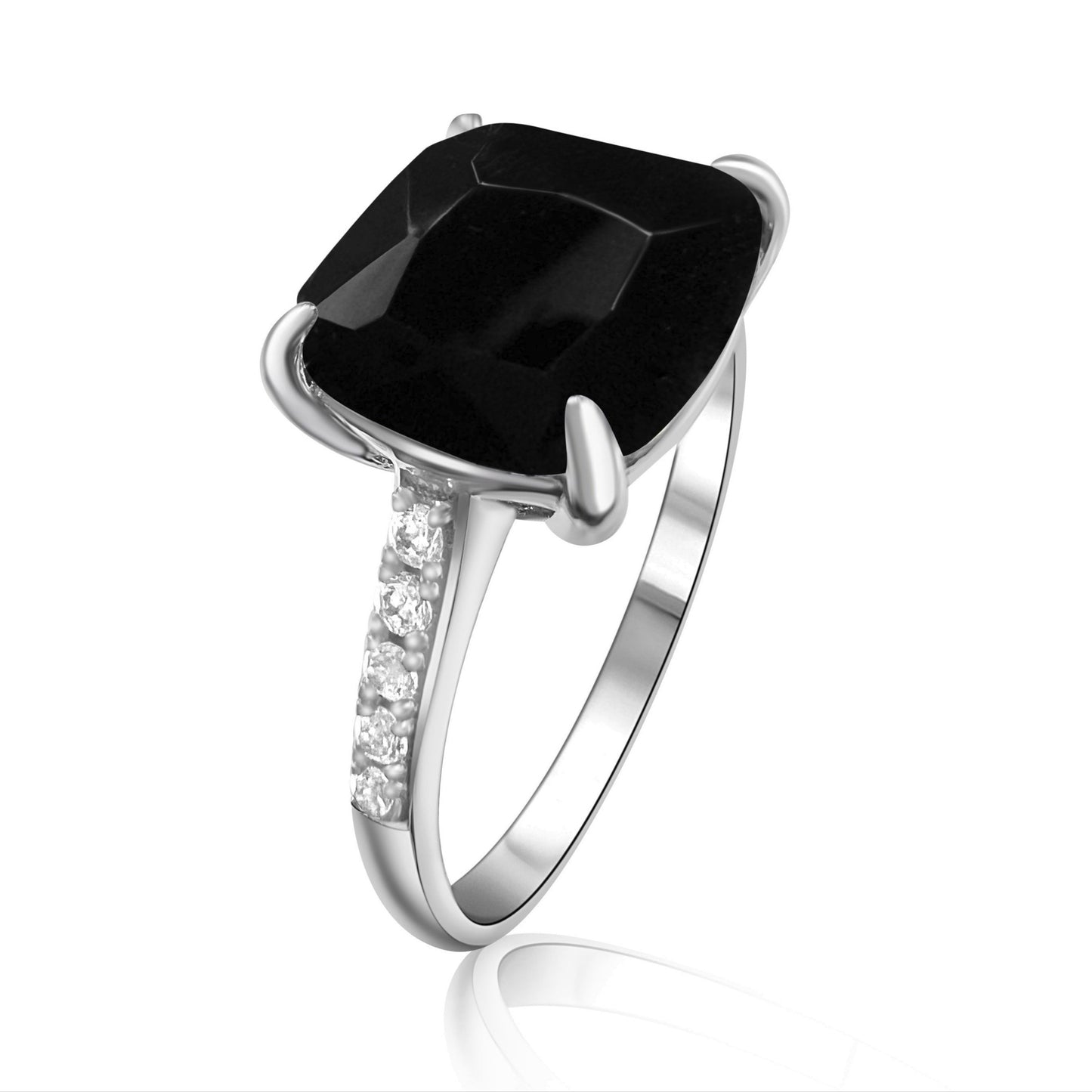 *PRE-ORDER* 925 Sterling Silver Black Onyx Solitair Pave Band Ring (Rose Gold or Rhodium)
