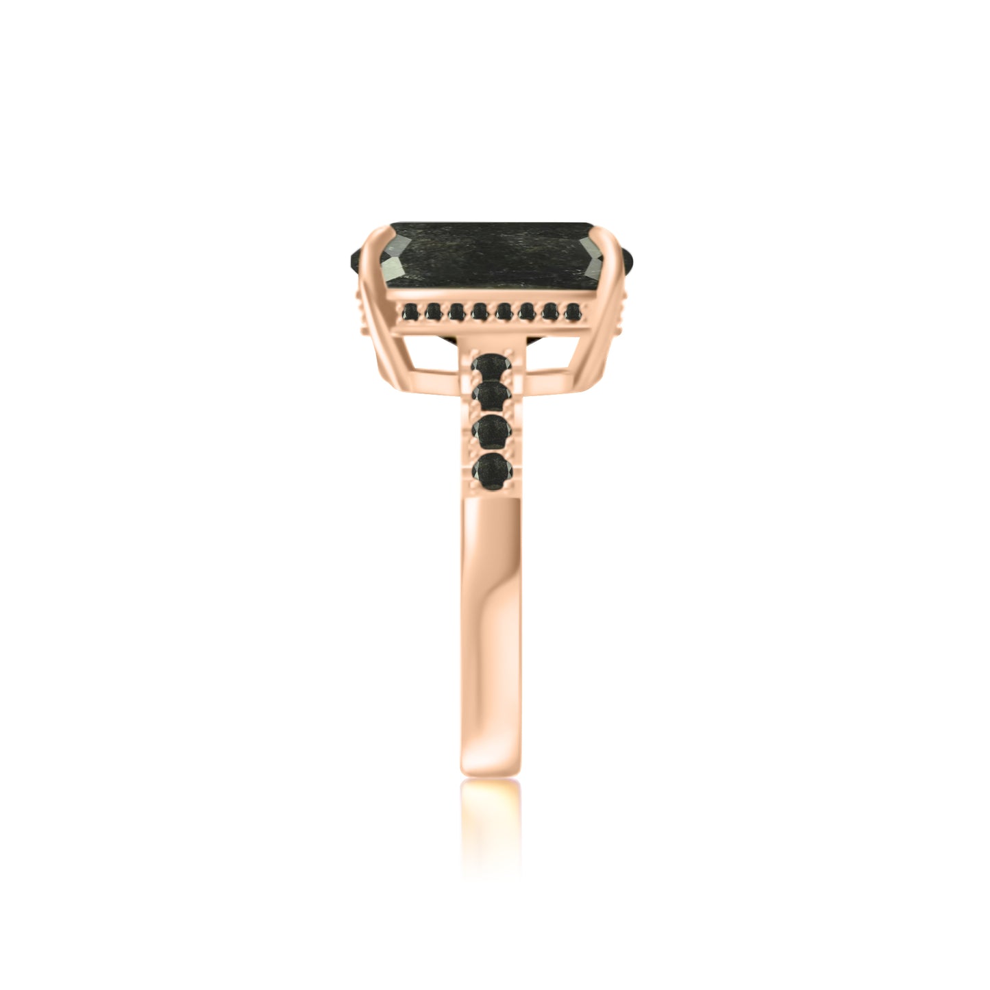 *PRE-ORDER* 925 Sterling Silver Cushion Cut Black Ice Solitair Pave Band Ring (Your Plating Choice)