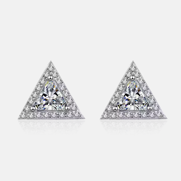 925 Sterling Silver Dainty Diamond CZ Triangle Earrings