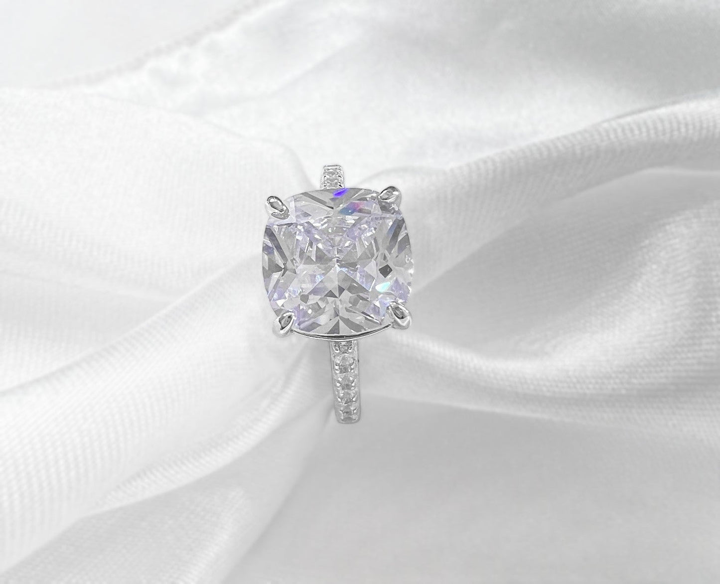 *PRE-ORDER - 925 Sterling Silver Diamond CZ Solitair Pave Band Ring (Choose your plating)