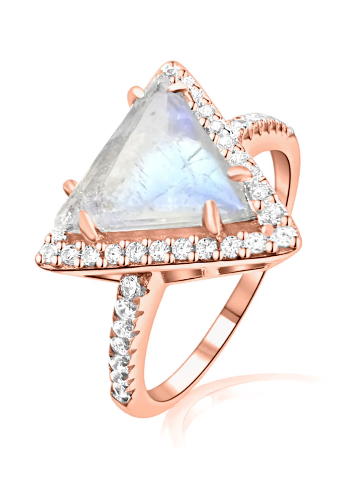*PRE-ORDER - 925 Sterling Silver Genuine White Moonstone Triangle Ring
