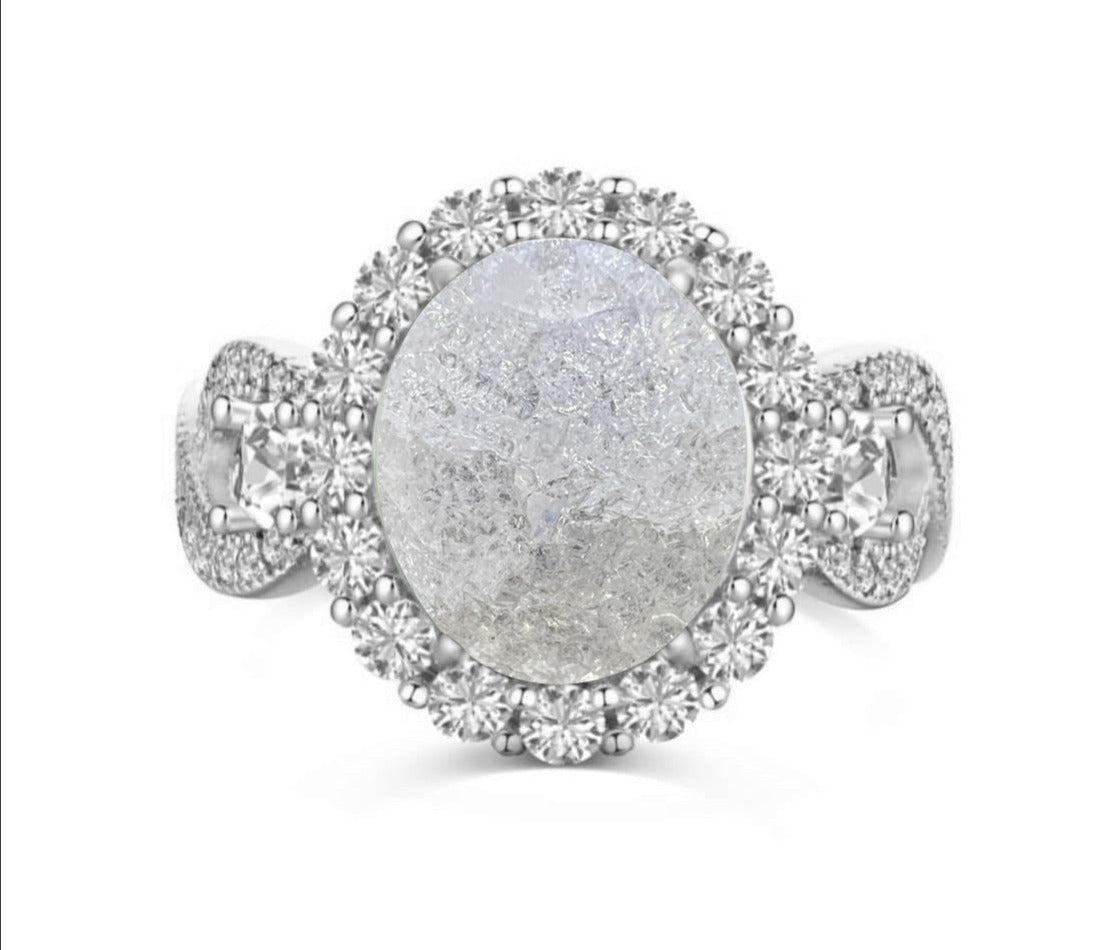 *PRE-ORDER - 925 Sterling Silver Infinity Oval Cut White Ice & Diamond CZ Ring