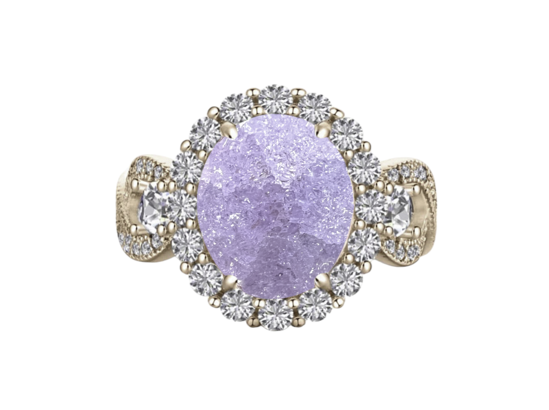 PRE-ORDER -925 Sterling Silver Infinity Oval Cut Lavender Ice & Diamond CZ Ring