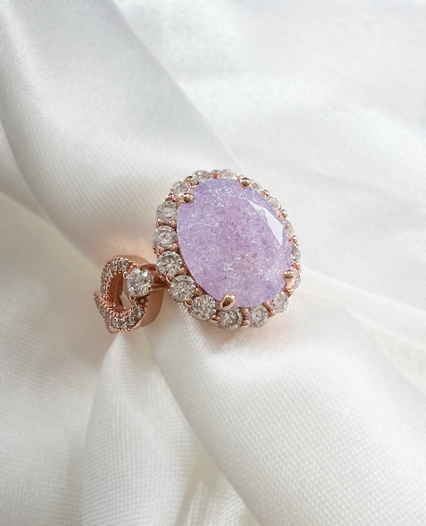 PRE-ORDER -925 Sterling Silver Infinity Oval Cut Lavender Ice & Diamond CZ Ring