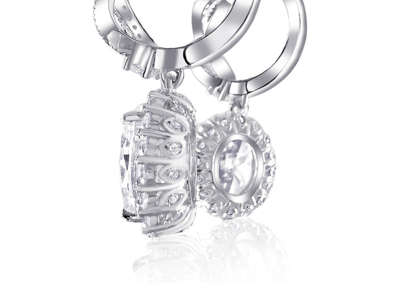 925 Sterling Silver Oval Halo Diamond CZ Infinity Drop Earrings