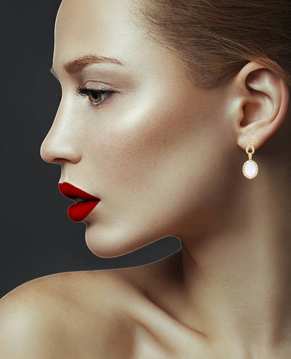 PRE-ORDER - 925 Sterling Silver Oval Halo White Moonstone Infinity Drop Earrings