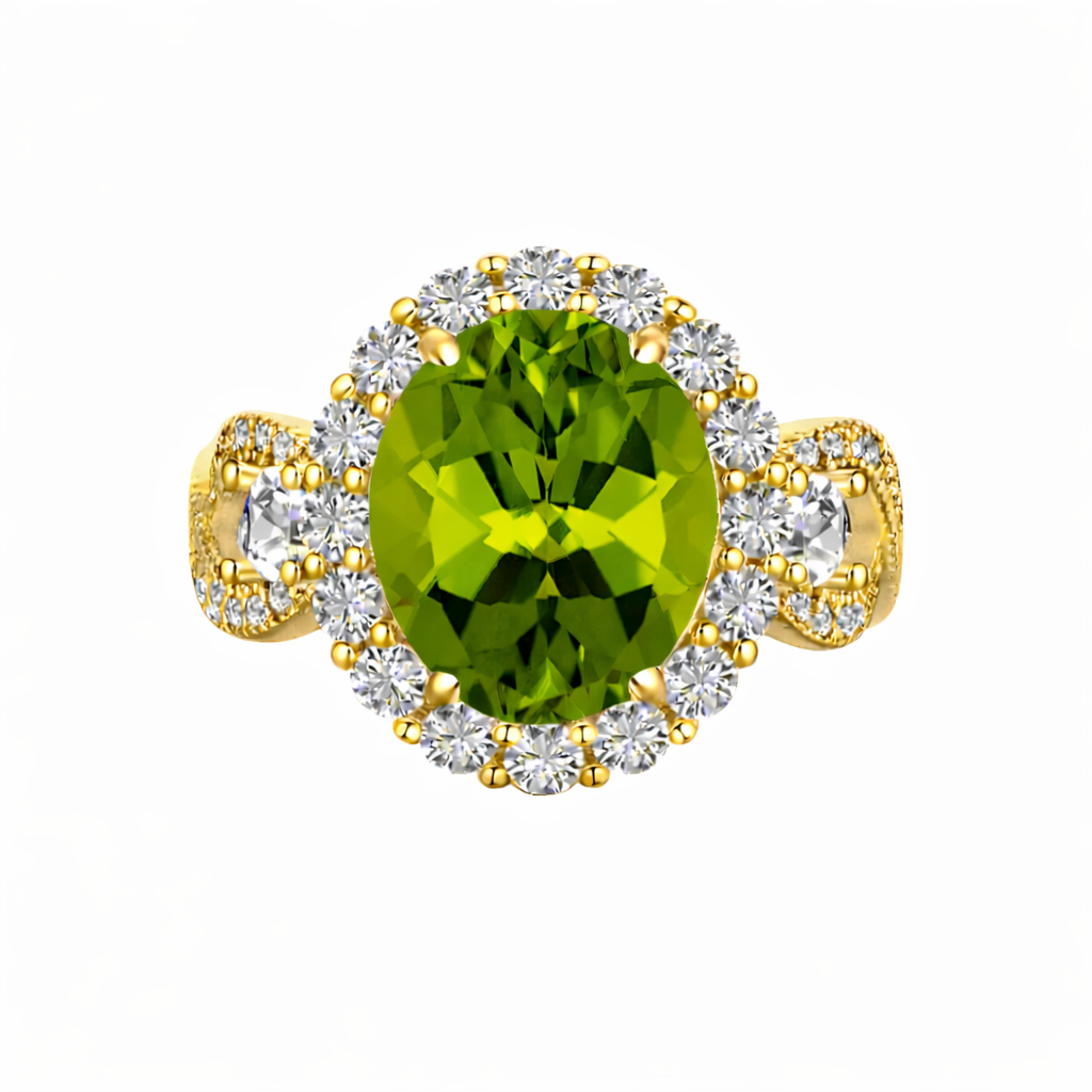 PRE-ORDER - 925 Sterling Silver Infinity Oval Cut Peridot CZ Ring