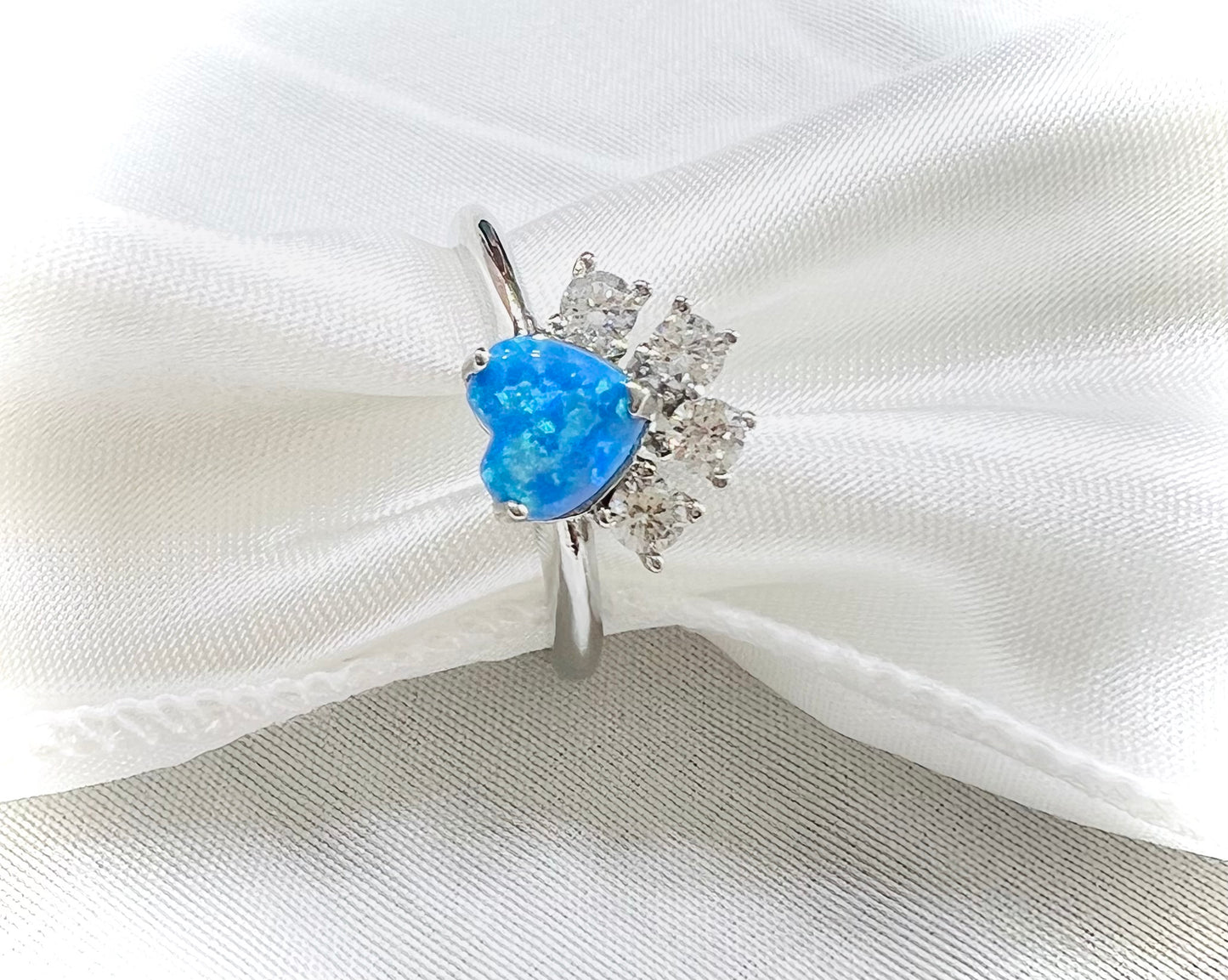 Dog Cat Puppy Kitten Paw Ring - Blue Opal