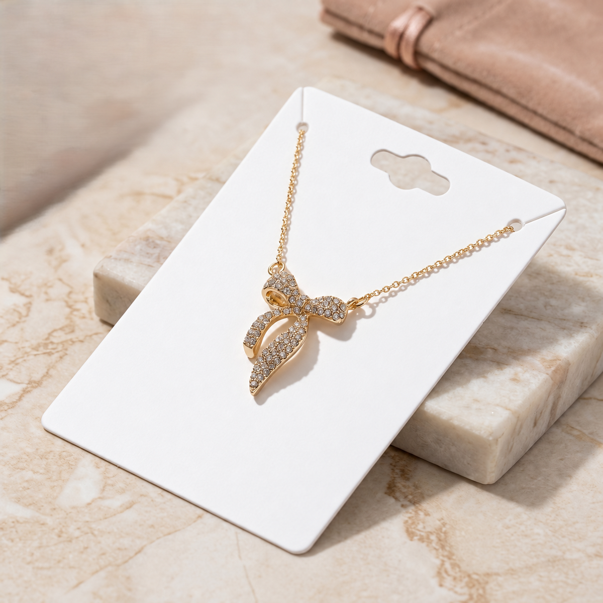 Classic Crystal Bow Charm Necklace