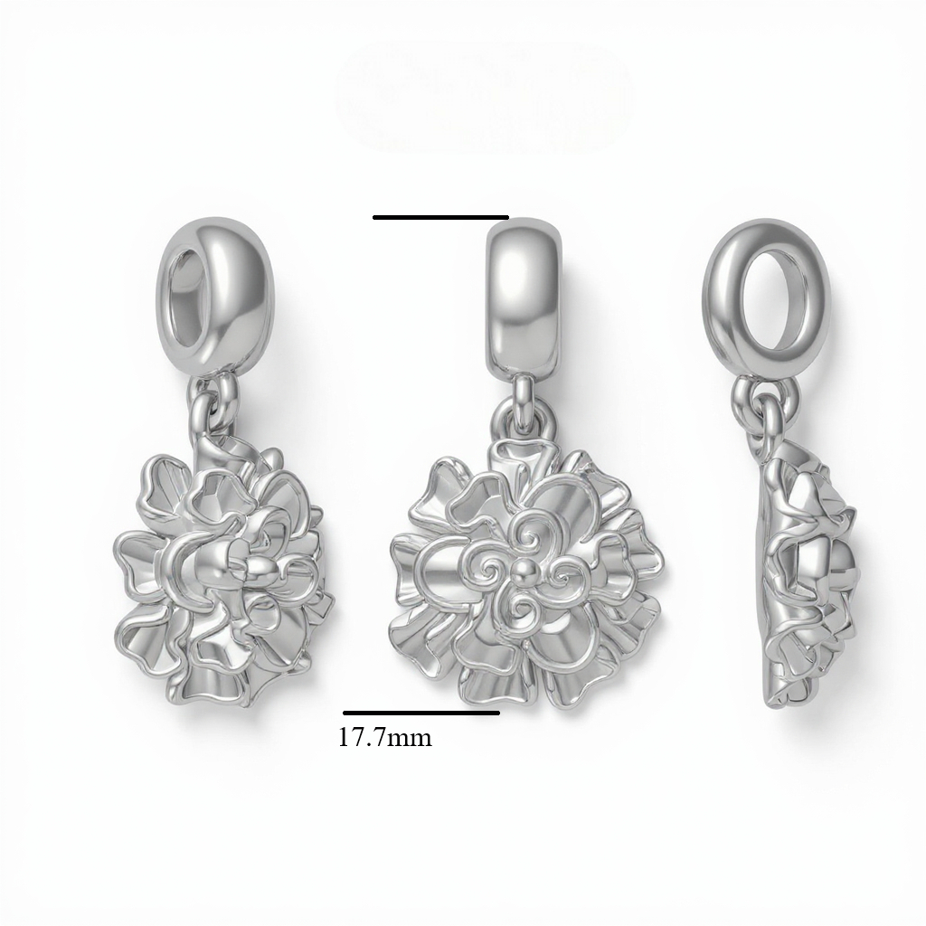 Dainty 925 Solid Sterling Silver Marigold Pendant Necklace