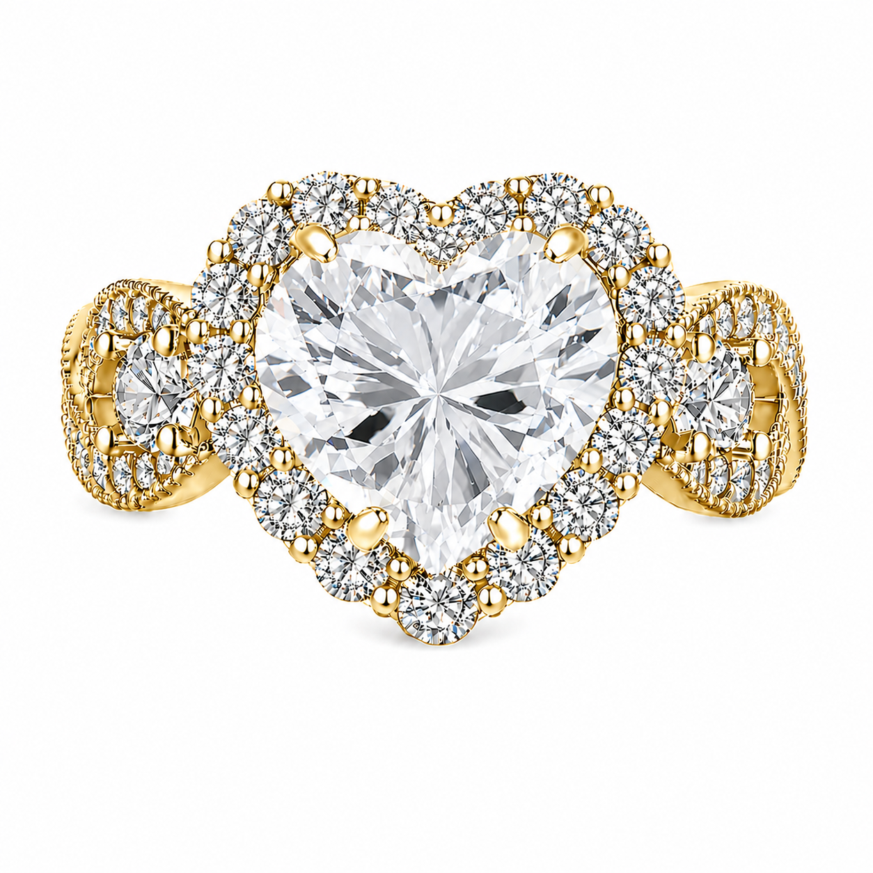 Diamond CZ Halo Heart Infinity Ring (Choose your plating)