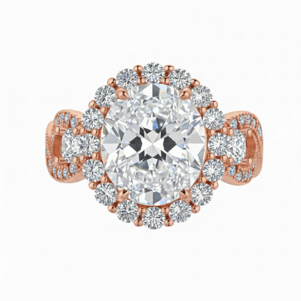 Oval Cut Diamond CZ Infinity Band Ring (Rhodium or Rose Gold)