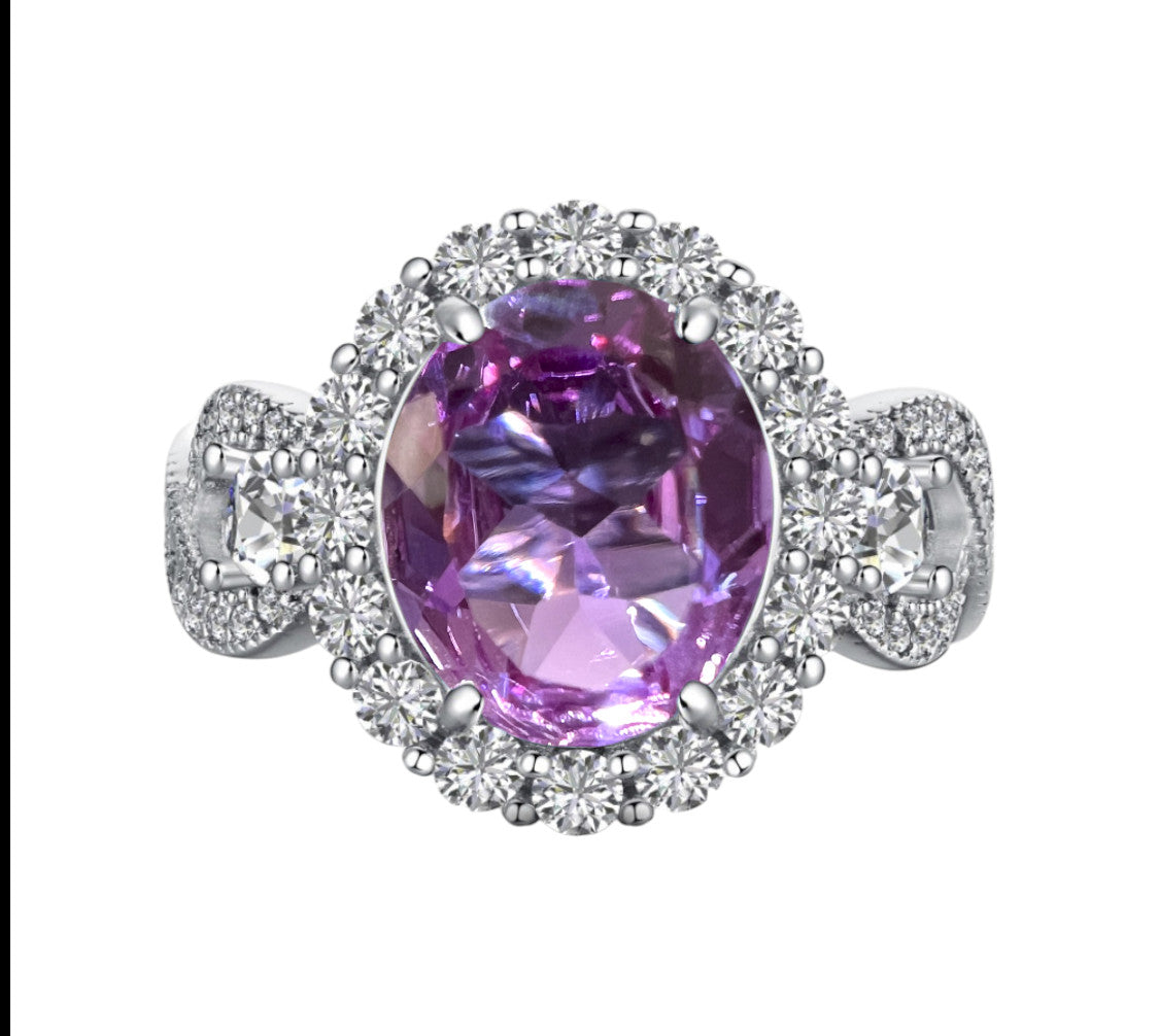PRE-ORDER - 925 Sterling Silver Infinity Oval Cut Alexandrite CZ Ring