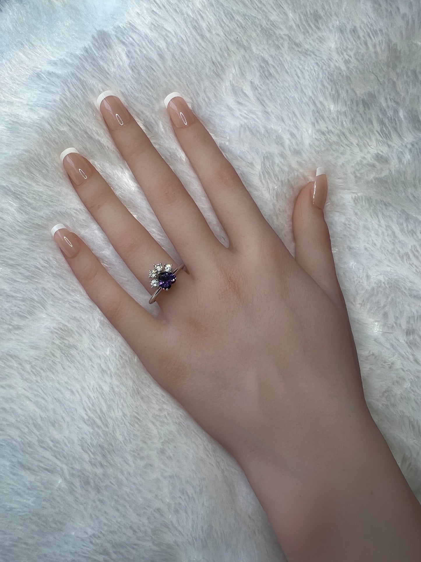Dog Cat Puppy Kitten Paw Ring - Purple CZ