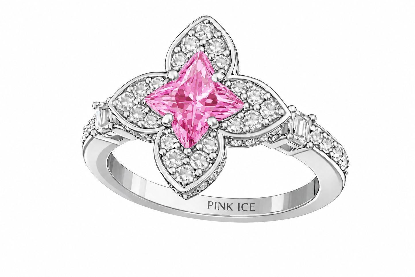 Pink Celestial Clover Halo Ring