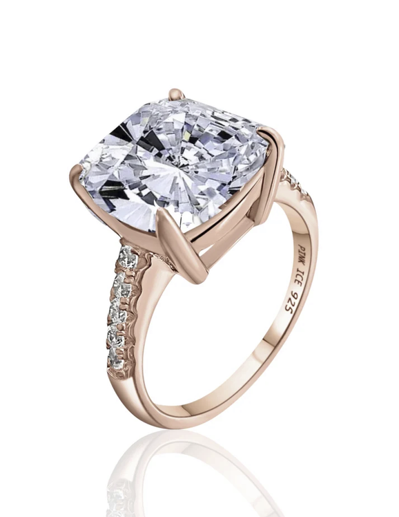 *PRE-ORDER - 925 Sterling Silver Diamond CZ Solitair Pave Band Ring (Choose your plating)