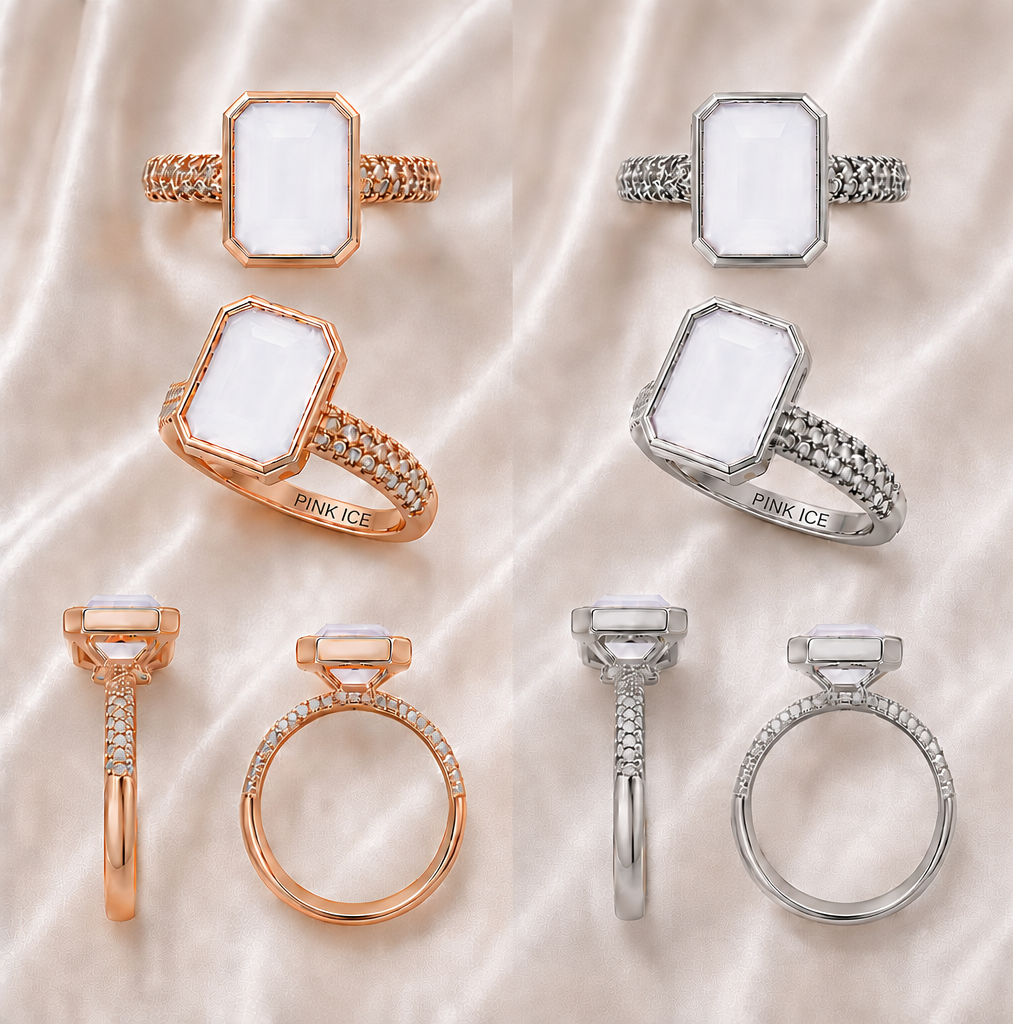 PRE-ORDER - White Moonstone Bezel Ring (choose your plating)