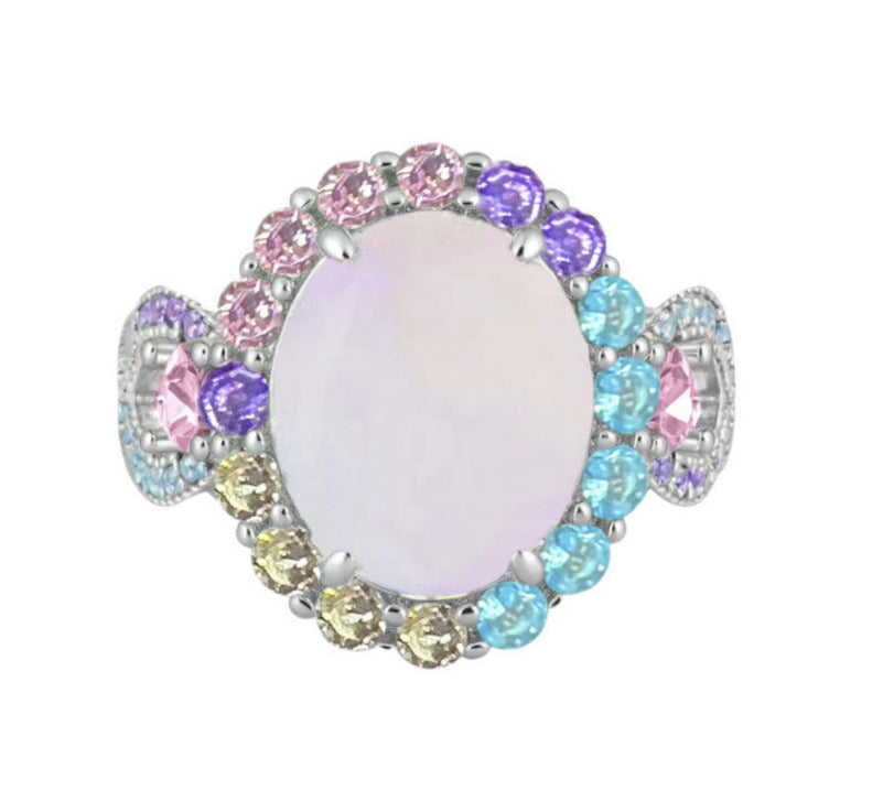 925 Sterling Silver Infinity Oval Cut Multi-Color CZ Ring (Rhodium or Rose Gold)