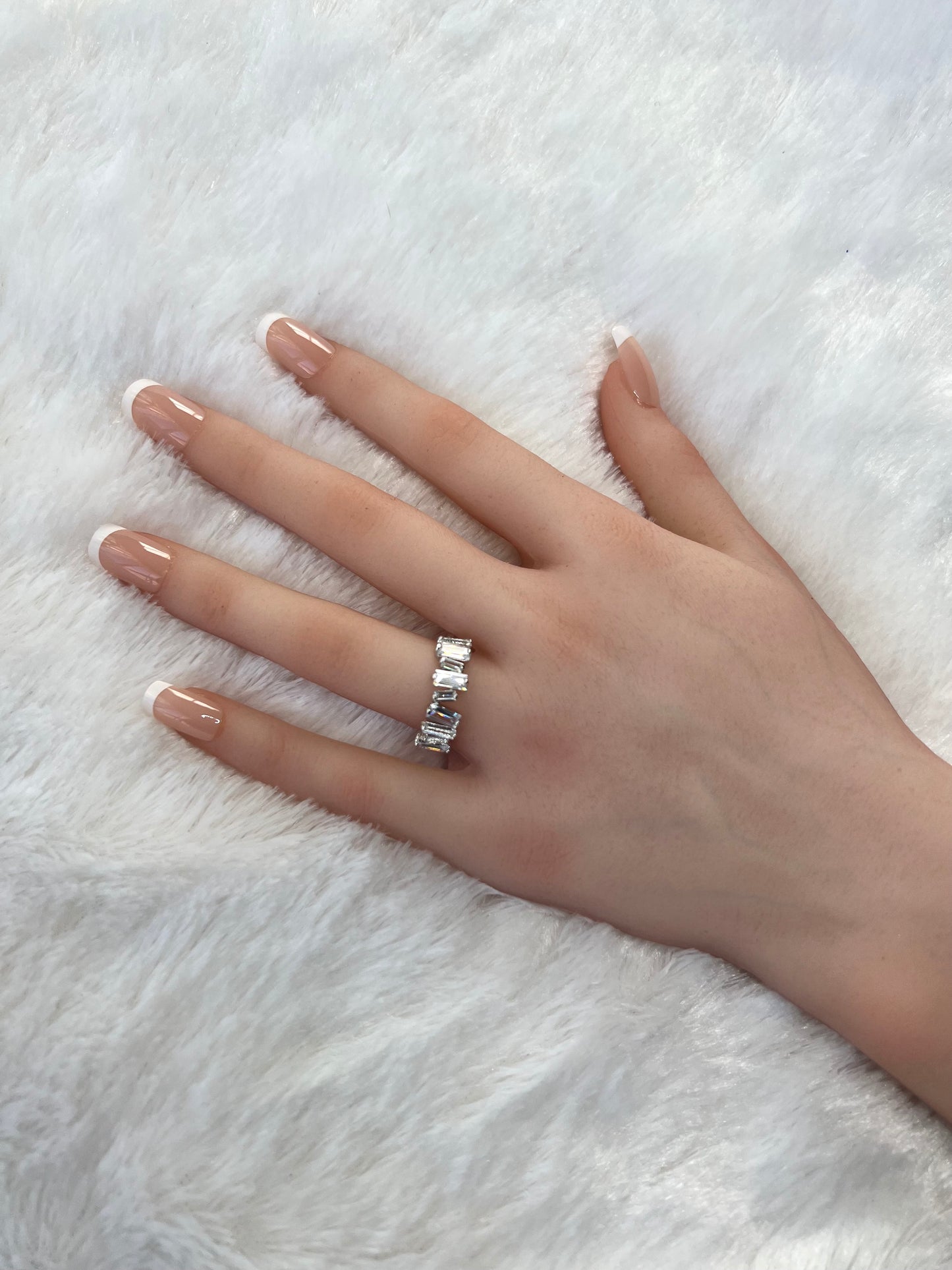 Asymmetrical Tapered Baguette Diamond Cubic Zirconia Band in .925 Sterling Silver