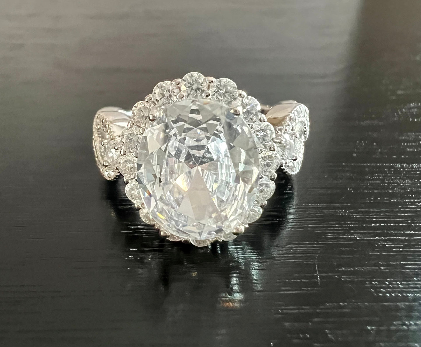 925 Sterling SIlver Infinity Oval Cut Clear Diamond CZ Ring