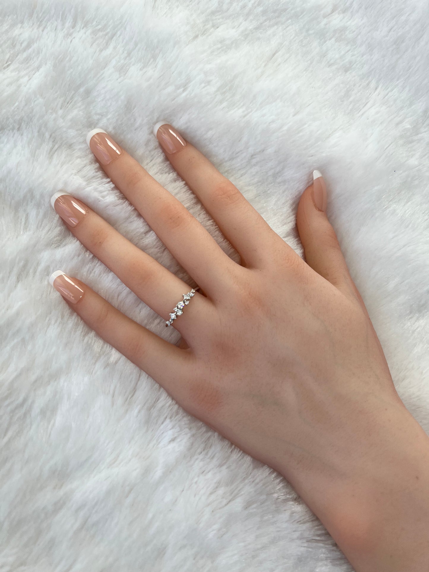 Simple & Dainty Sterling Silver Diamond Cubic Zirconia Stackable Cluster Ring