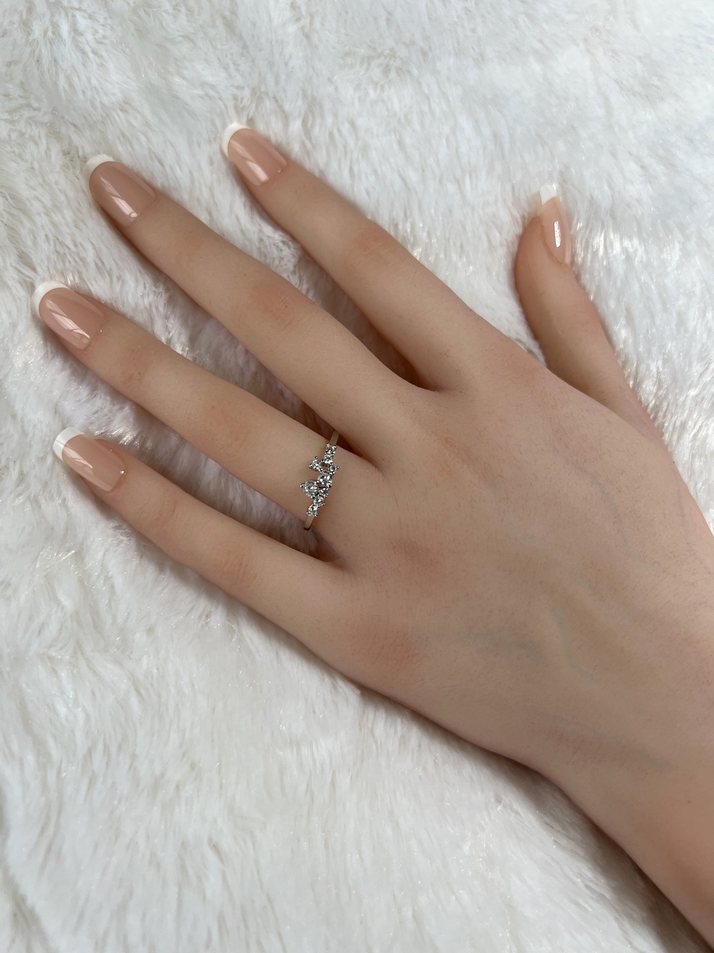 Dainty Sterling Silver Diamond Cubic Zirconia Cluster Ring