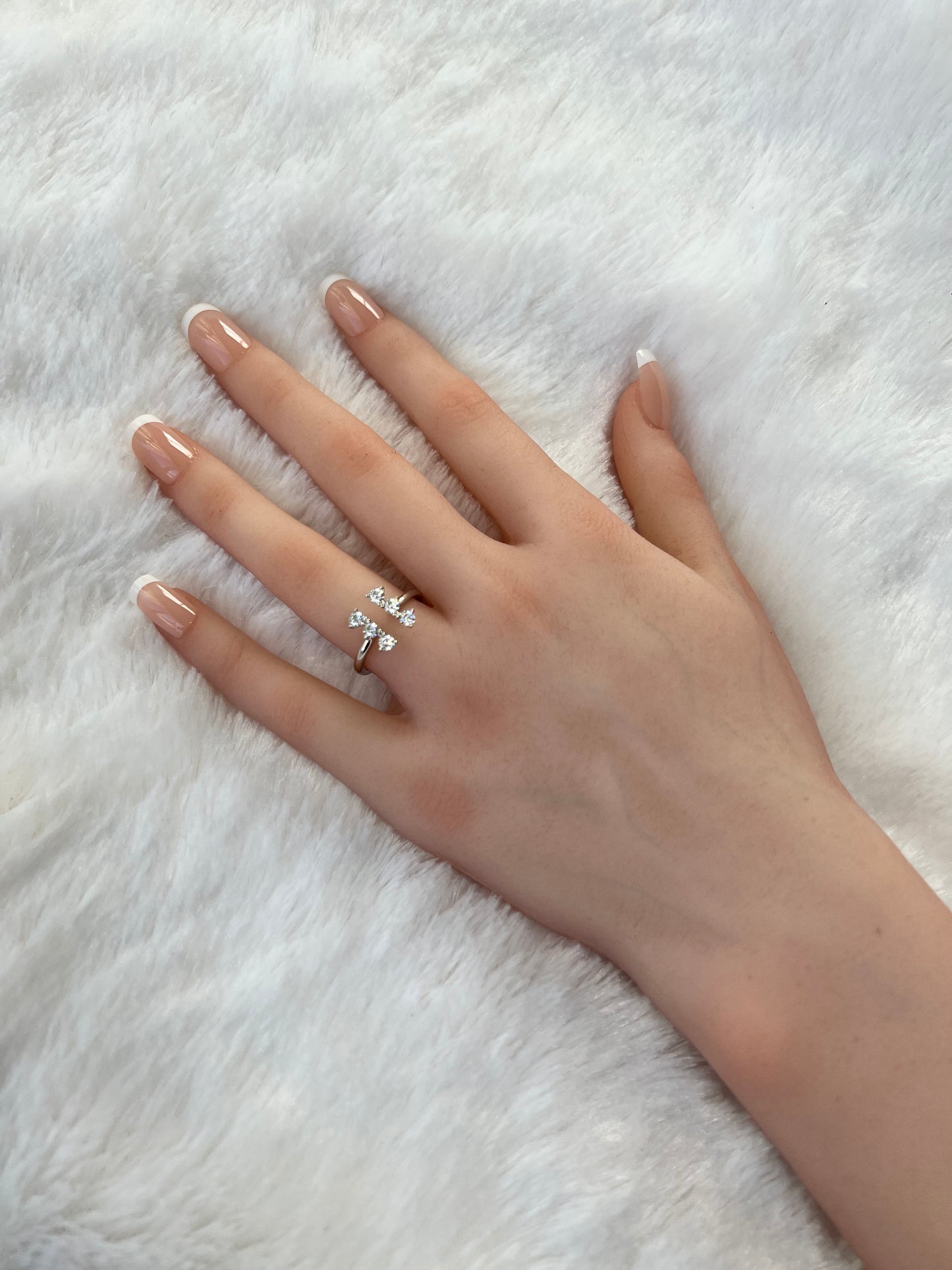 Sterling Silver Diamond Cubic Zirconia Split Ring