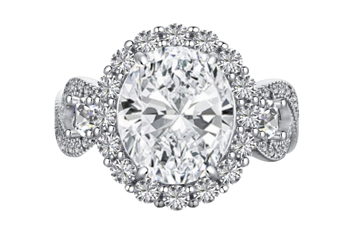 925 Sterling SIlver Infinity Oval Cut Clear Diamond CZ Ring