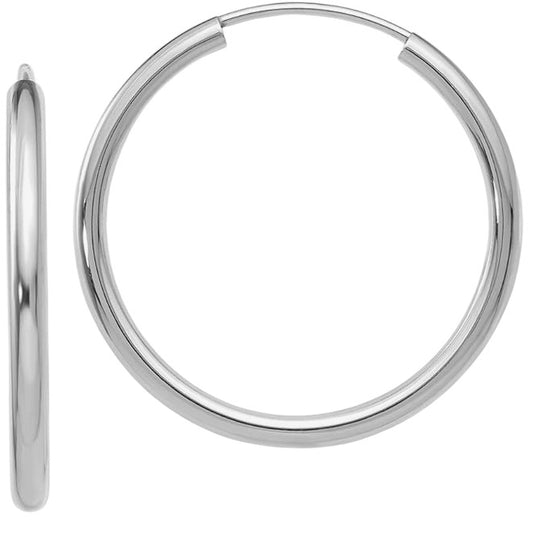 925 Sterling Silver Round Endless Hoop Earrings (18mm or 40mm)