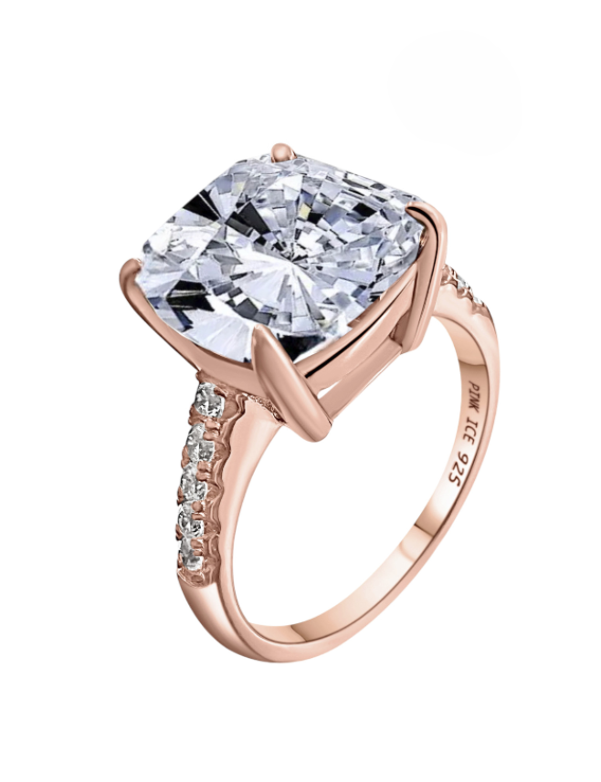 *PRE-ORDER - 925 Sterling Silver Diamond CZ Solitair Pave Band Ring (Choose your plating)