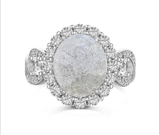 *PRE-ORDER - 925 Sterling Silver Infinity Oval Cut White Ice & Diamond CZ Ring