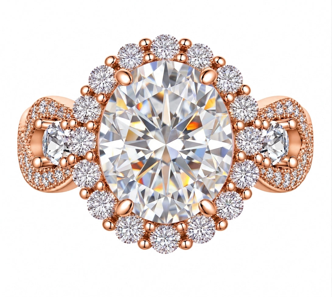*PRE-ORDER - 925 Sterling Silver Infinity Oval Cut Diamond Cubic Zirconia Ring - Rose Gold