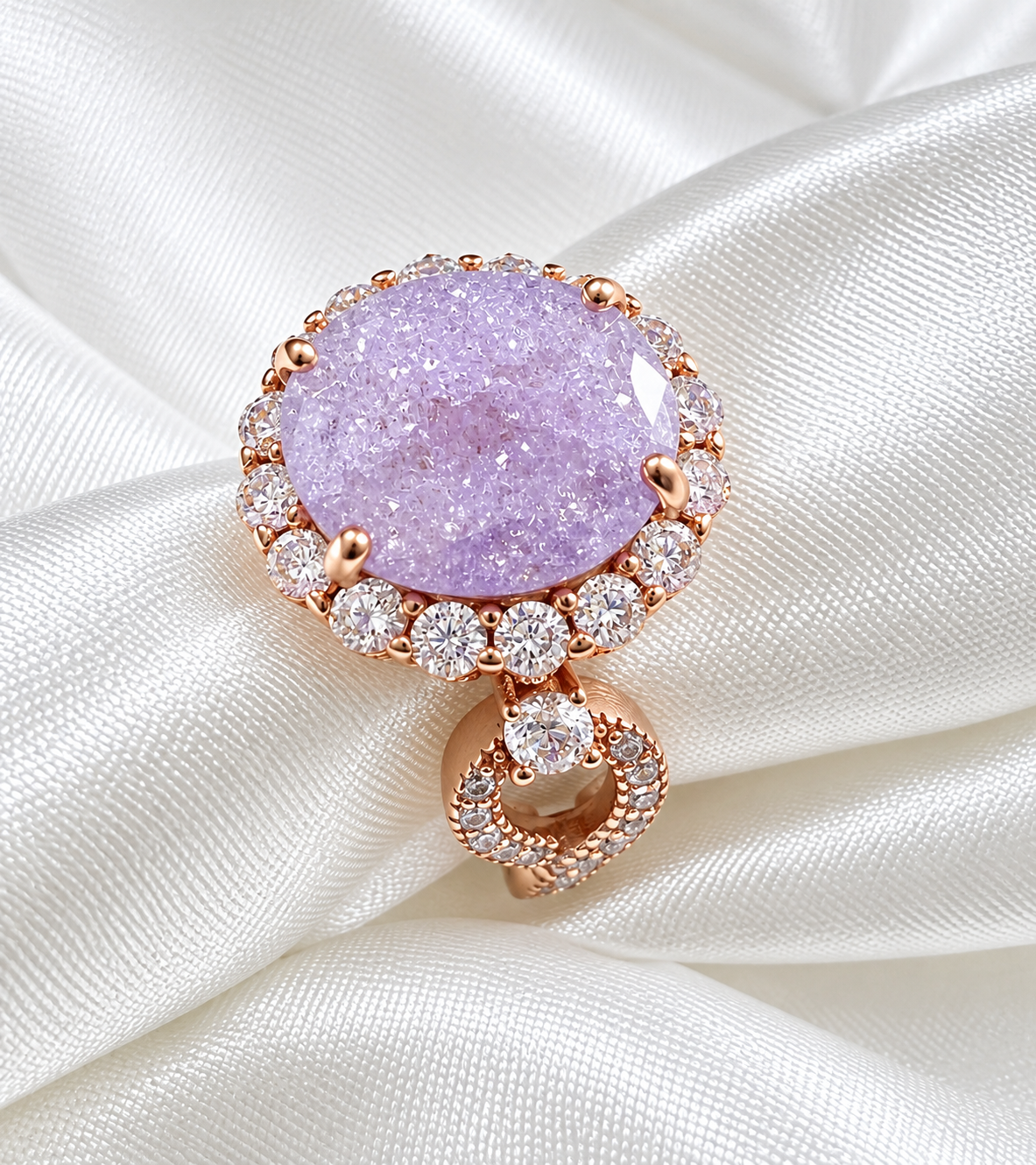 PRE-ORDER -925 Sterling Silver Infinity Oval Cut Lavender Ice & Diamond CZ Ring