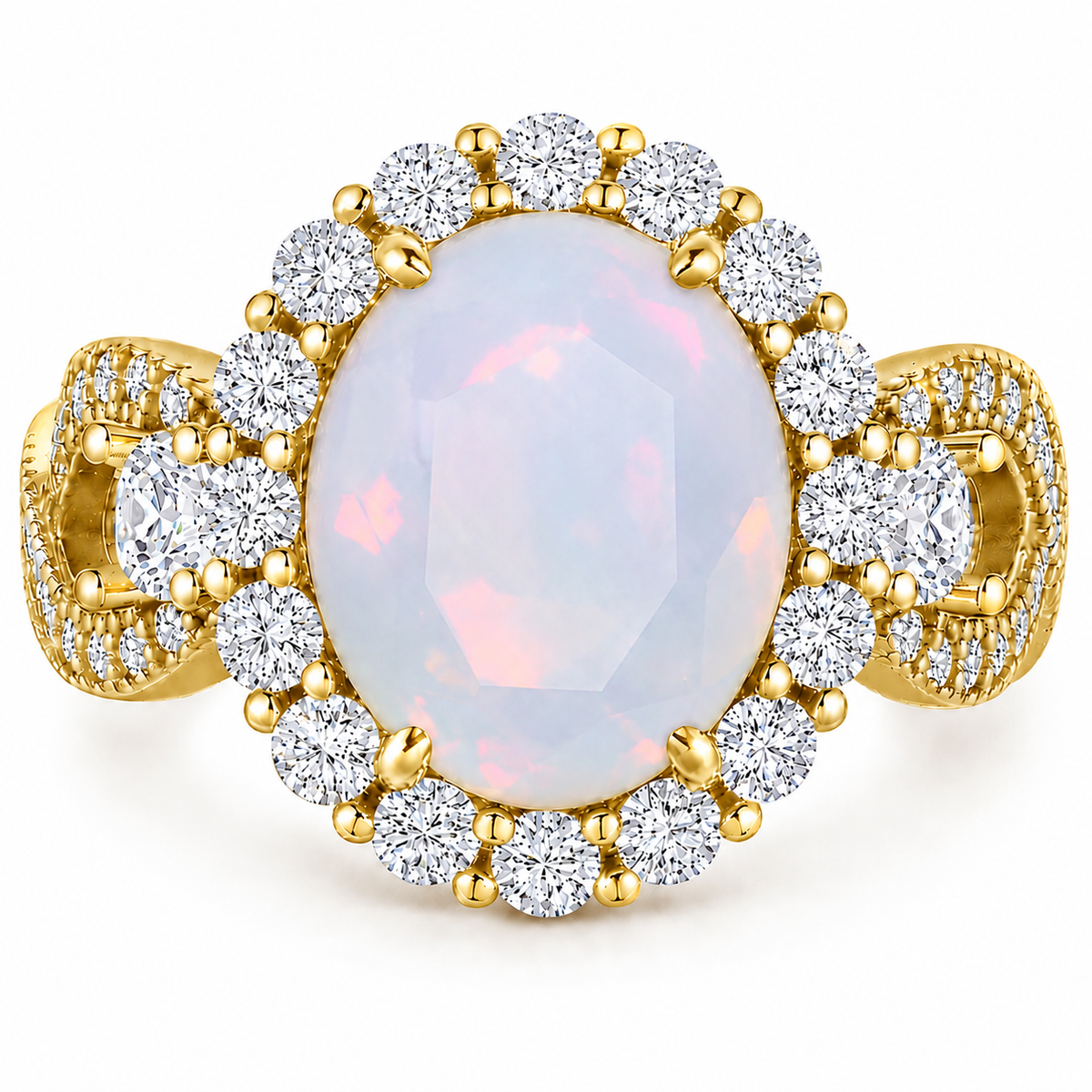 *PRE-ORDER - 925 Sterling Silver Infinity Oval Cut White Moonstone & Diamond CZ Ring