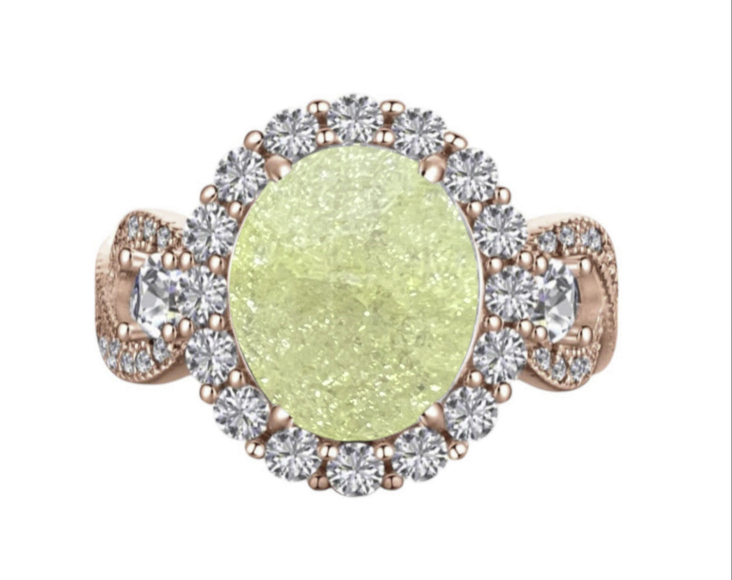 925 Sterling Silver Infinity Oval Cut Yellow Ice & Diamond CZ Ring on Rose Gold