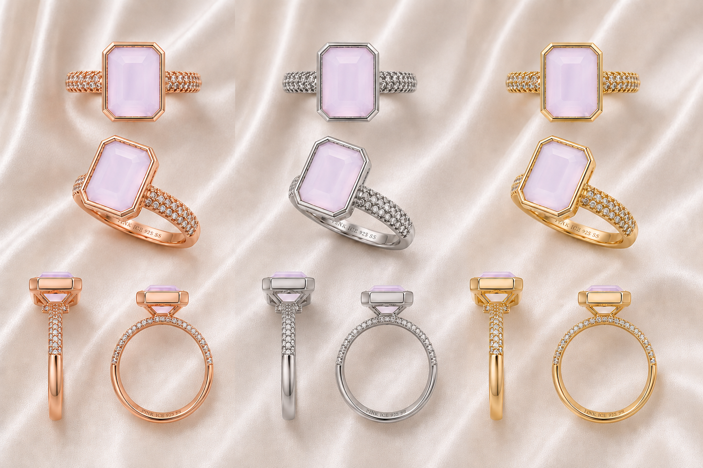 PRE-ORDER - 925 Sterling Silver Pink Moonstone Bezel Ring (Choose your plating)