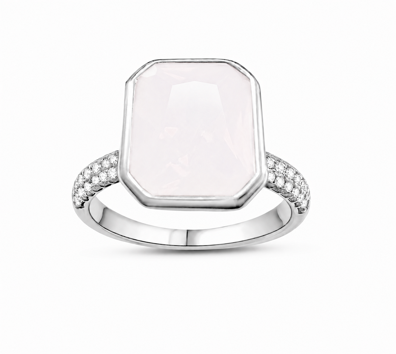 White Moonstone Bezel Ring (Rose gold  or Rhodium)