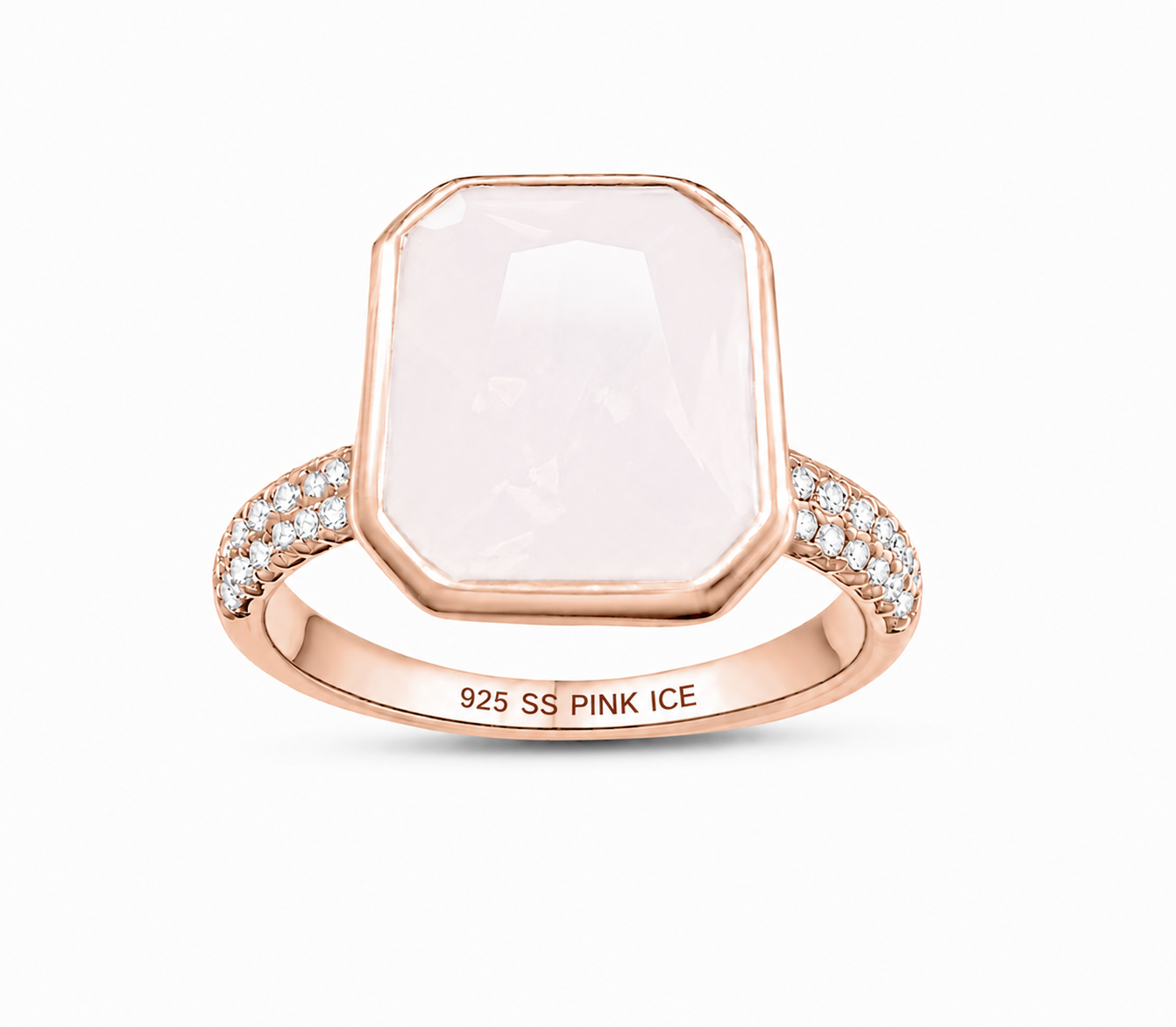 925 Sterling Silver White Moonstone Bezel Ring (Rose gold  or Rhodium)