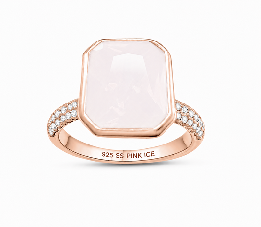 925 Sterling Silver White Moonstone Bezel Ring (Rose gold  or Rhodium)