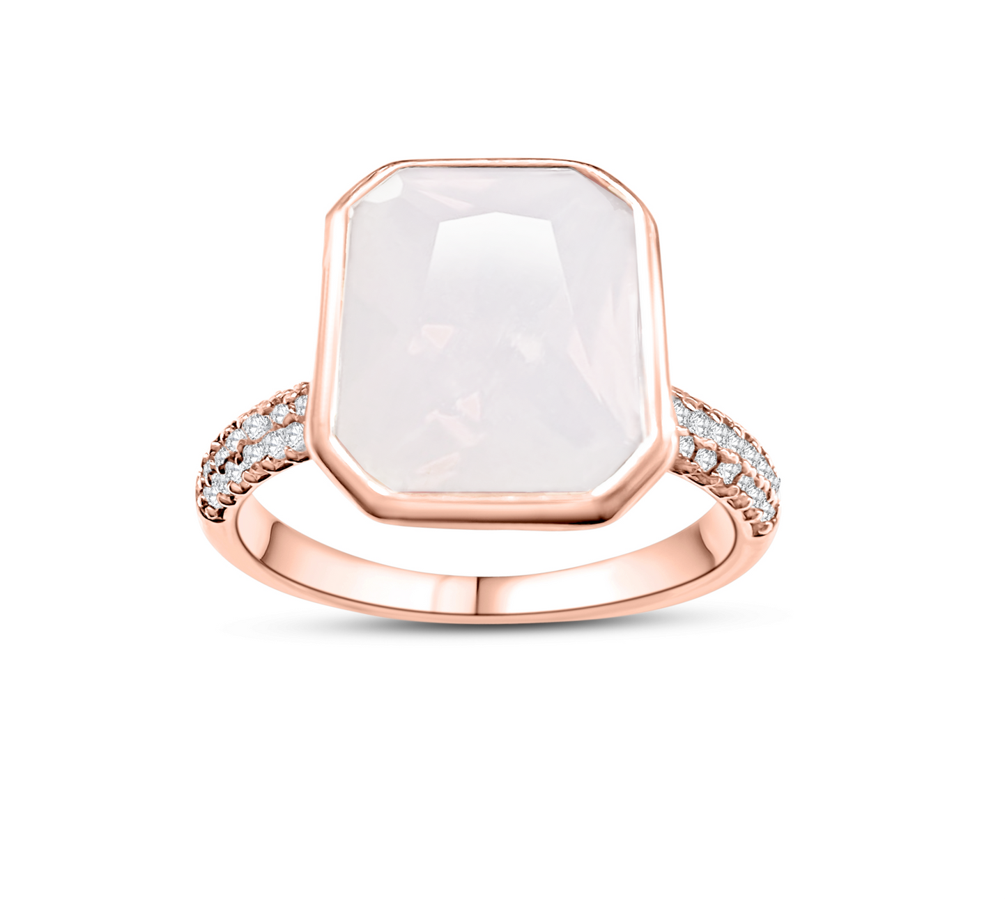 White Moonstone Bezel Ring (Rose gold  or Rhodium)