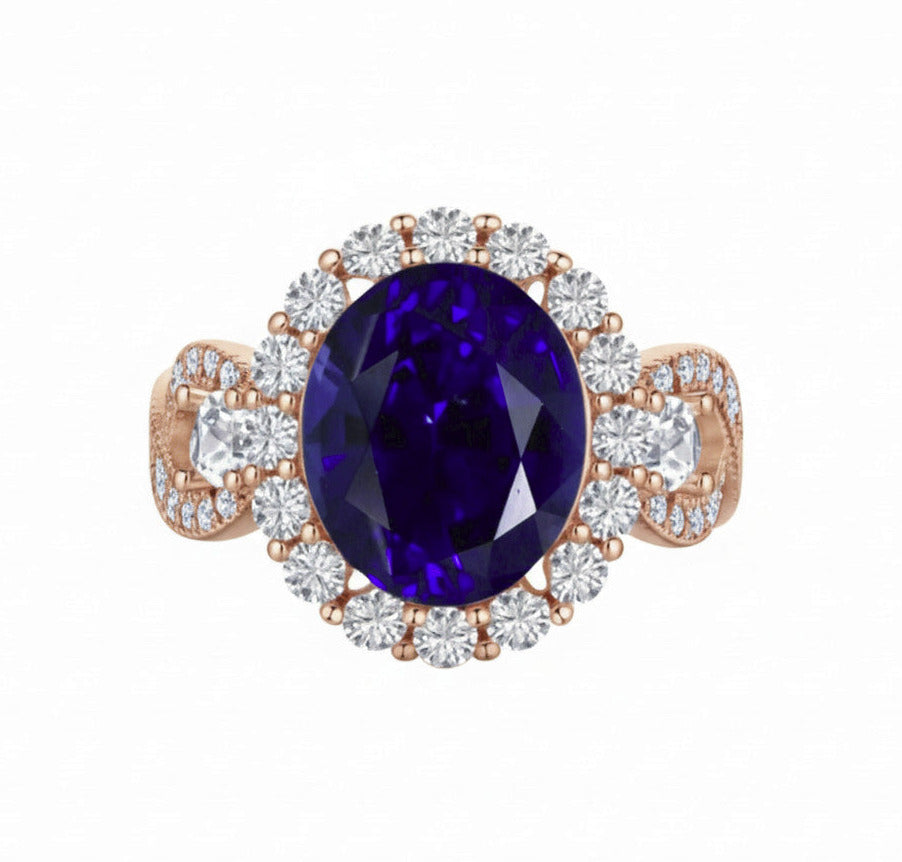 *PRE-ORDER - 925 Sterling Silver Infinity Oval Cut Sapphire Blue CZ Ring