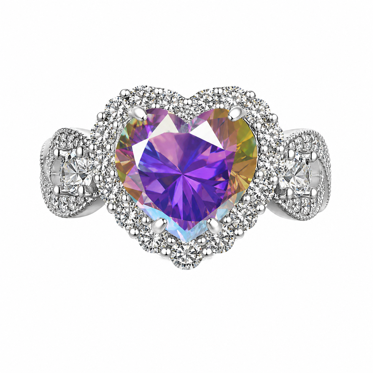 PRE-ORDER - AB CZ Halo Heart Infinity Ring