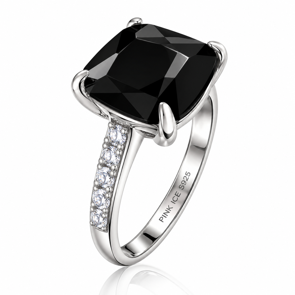 *PRE-ORDER* 925 Sterling Silver Black Onyx Solitair Pave Band Ring (Rose Gold or Rhodium)