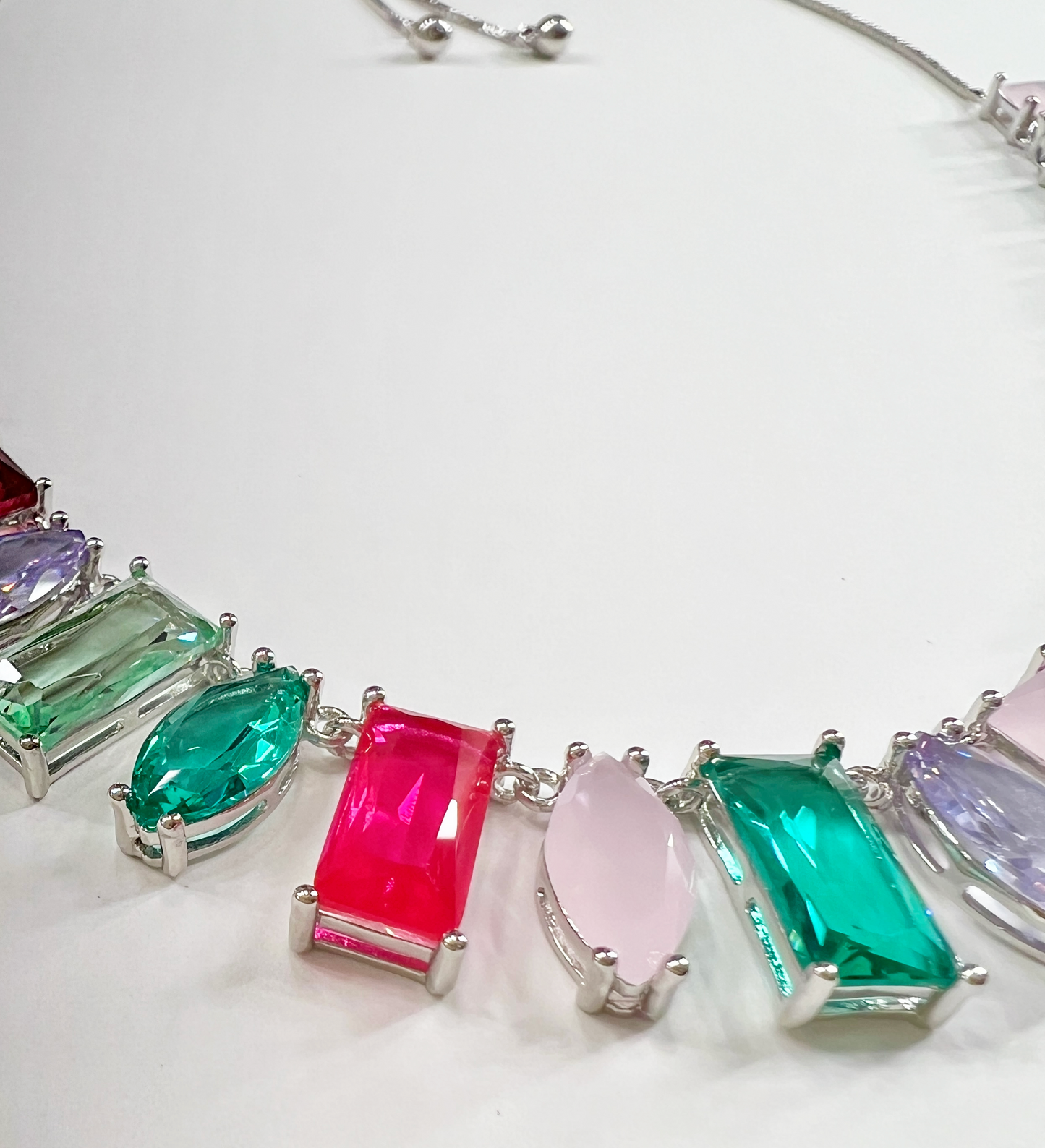 Candy Gem Statement Necklace - Rhodium Plated