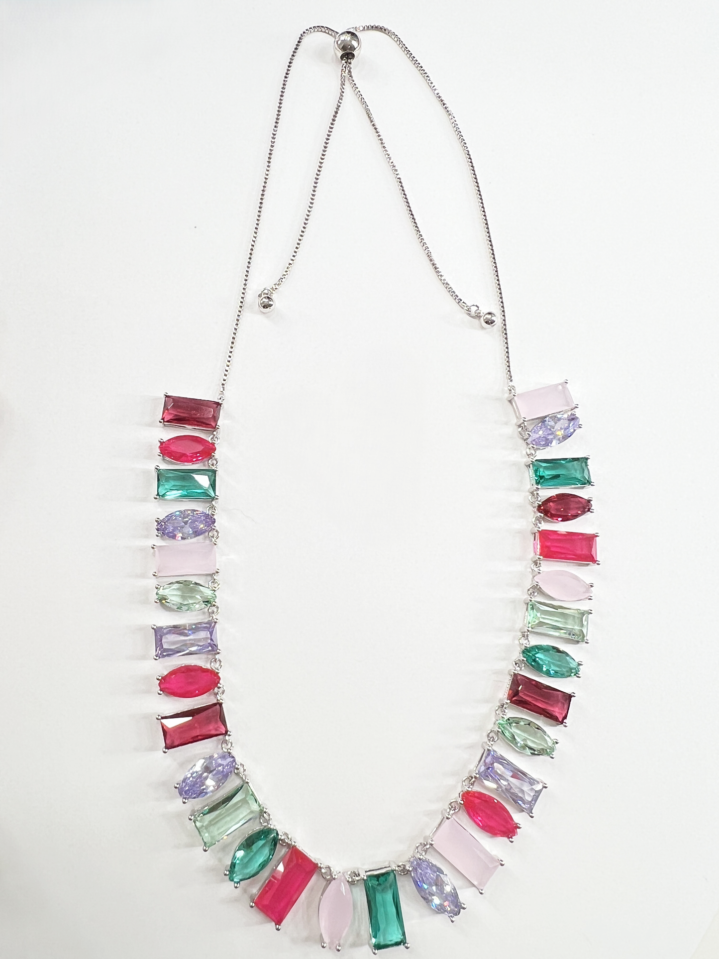 Candy Gem Statement Necklace - Rhodium Plated