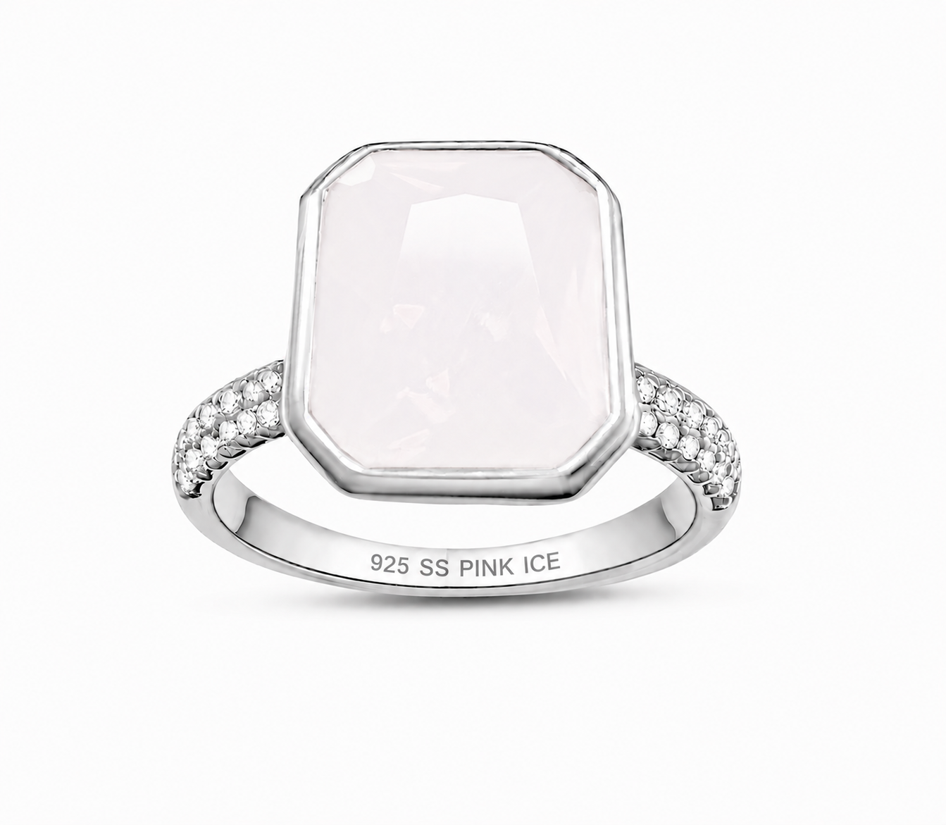 925 Sterling Silver White Moonstone Bezel Ring (Rose gold  or Rhodium)