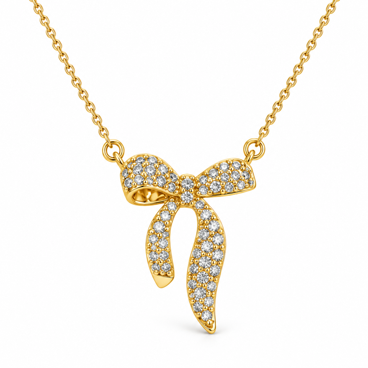 Classic Crystal Bow Charm Necklace
